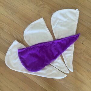 Lot of 4 Polyester Hair Towels -  3 Cream & 1 Purple